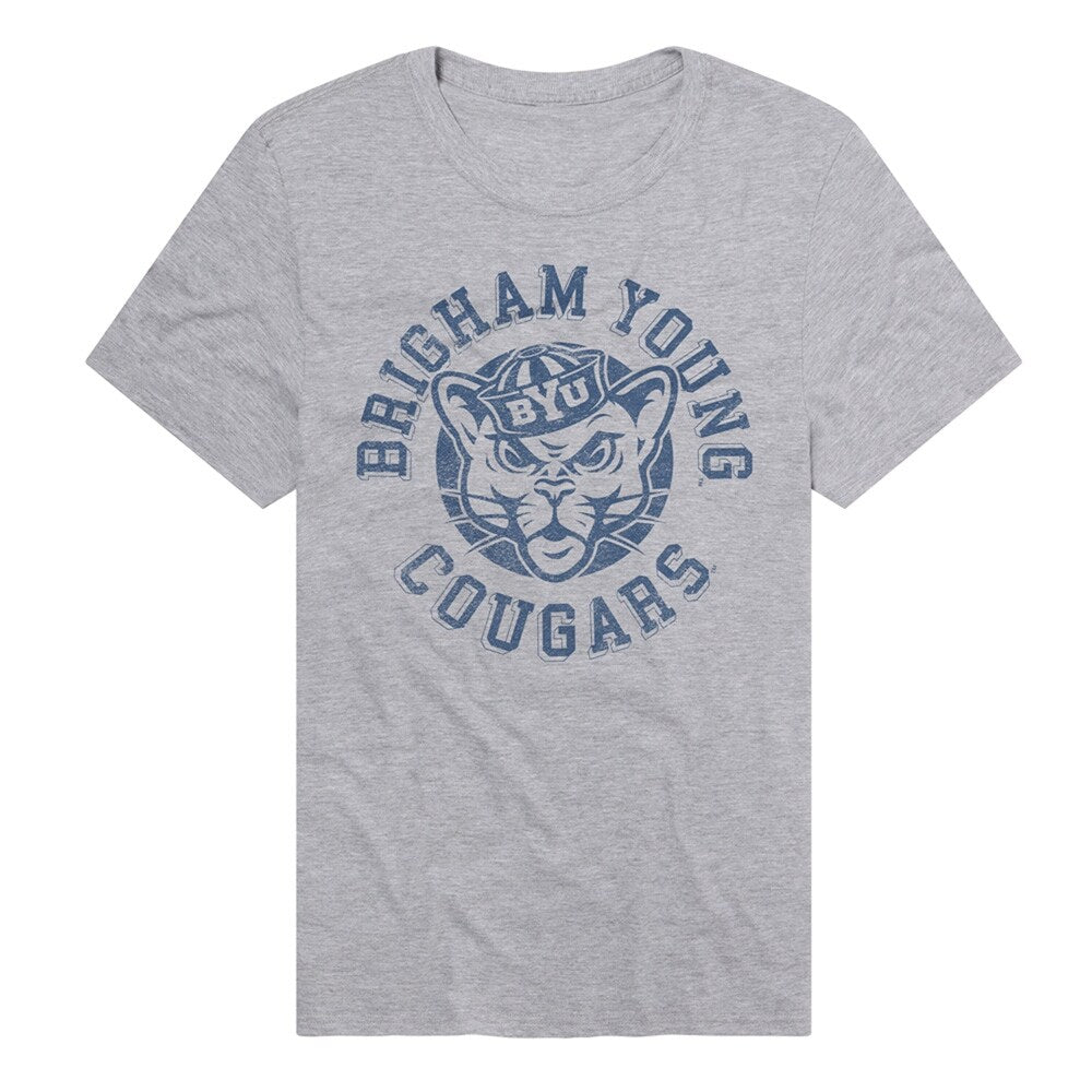 Brigham Young University Classic Retro Stamp Logo Unisex Adult Heathered Premium T Shirt