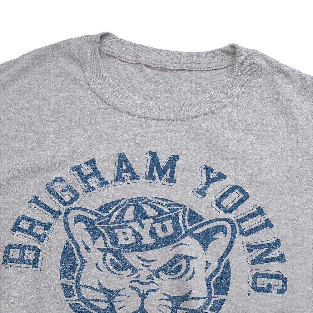 Brigham Young University Classic Retro Stamp Logo Unisex Adult Heathered Premium T Shirt