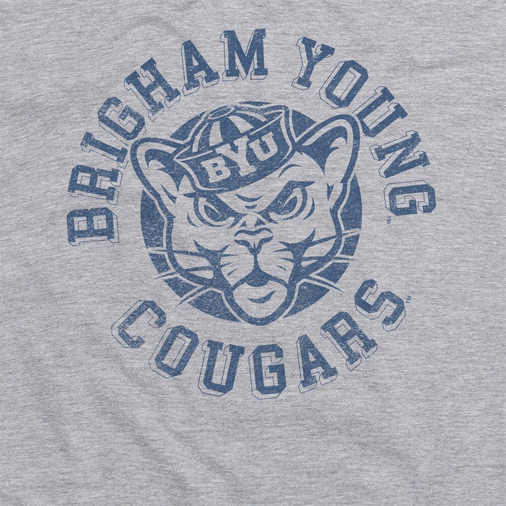 Brigham Young University Classic Retro Stamp Logo Unisex Adult Heathered Premium T Shirt