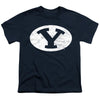 Brigham Young University Distressed Primary Logo Kids T Shirt for Youth Boys and Girls