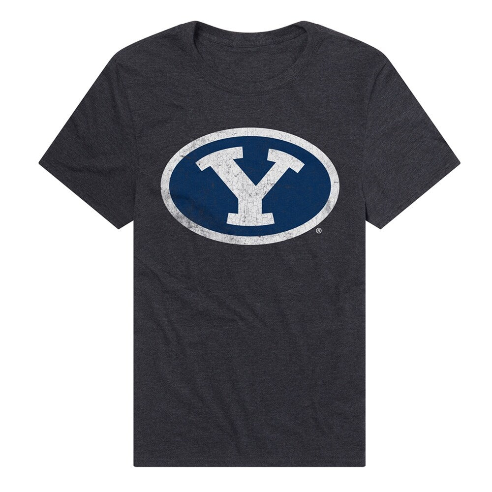 Brigham Young University Simple Distressed Unisex Adult Heathered Premium T Shirt