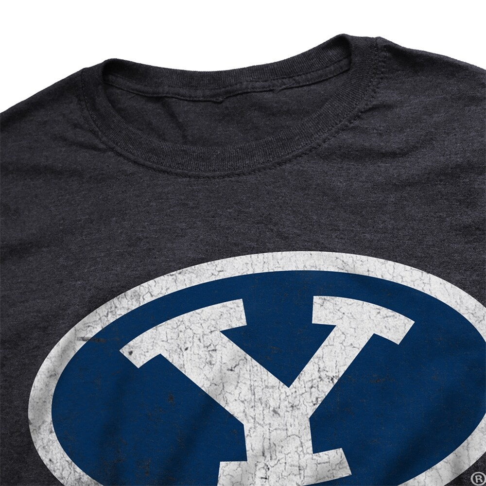 Brigham Young University Simple Distressed Unisex Adult Heathered Premium T Shirt