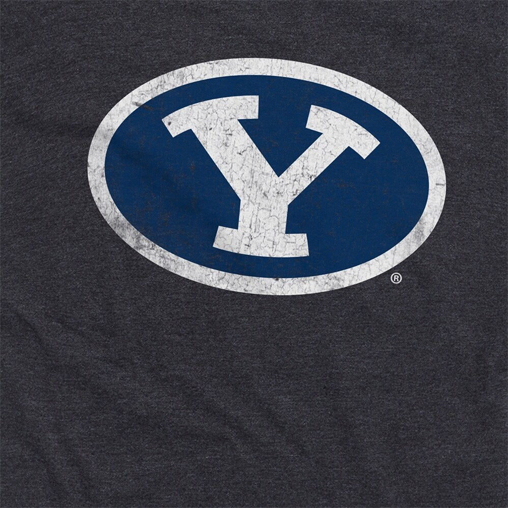 Brigham Young University Simple Distressed Unisex Adult Heathered Premium T Shirt