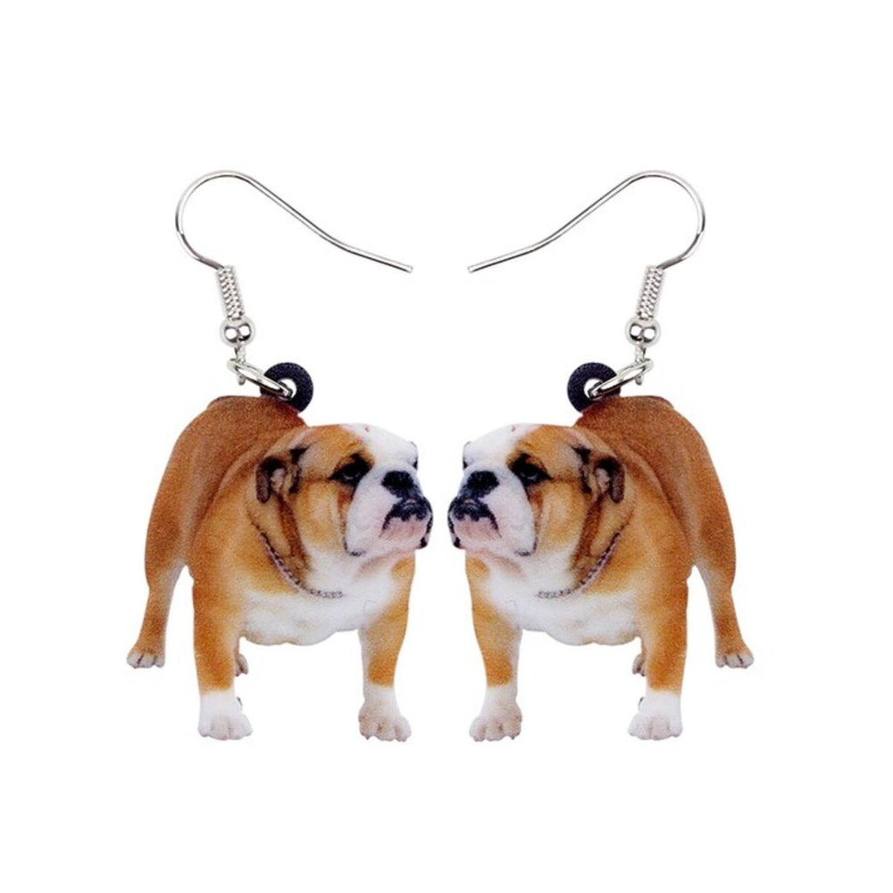 Brown Bulldog Drop Earrings