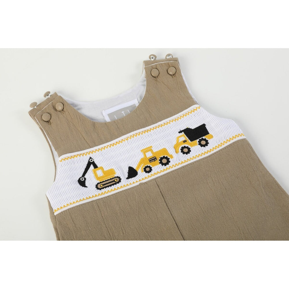 Brown Construction Smocked Overalls