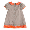 Brown Gingham and Orange Pumpkin A-Line Dress