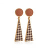 Brown Goldtone Houndstooth Drop Earrings