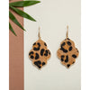 Brown Goldtone Leopard Medallion Drop Earrings