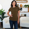 Brown Round Neck Short Sleeve T-Shirt