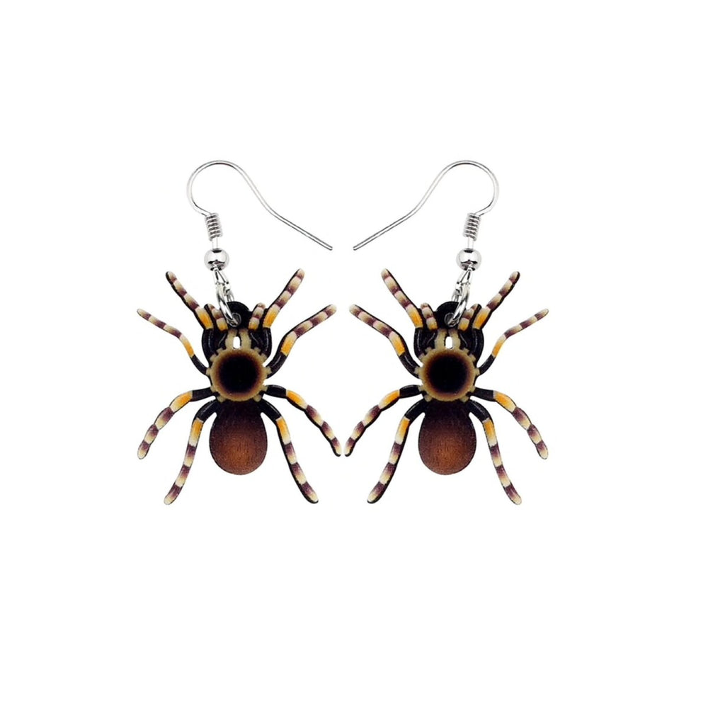 Brown Tarantula Spider Drop Earrings