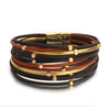 Brown, Black Goldtone Faux Leather Multi-strand Bracelet