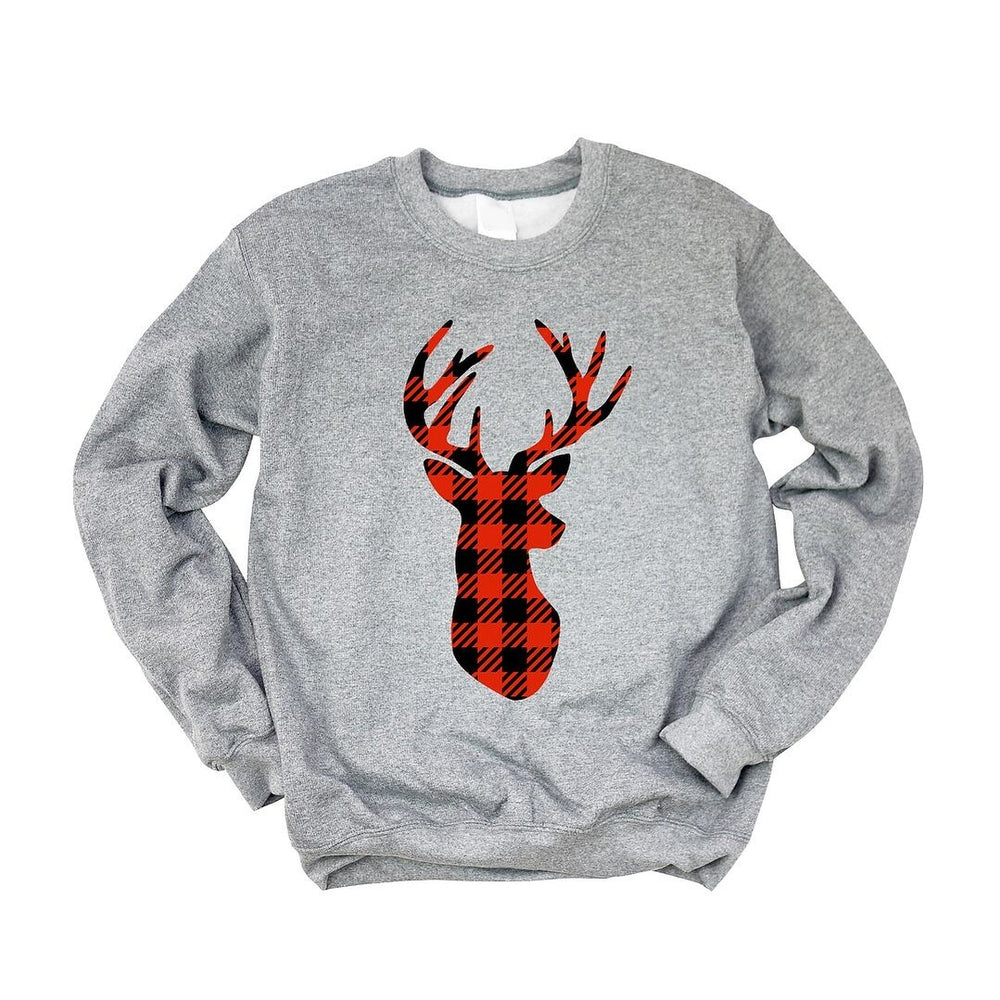 Buffalo Plaid Reindeer Graphic Sweatshirt