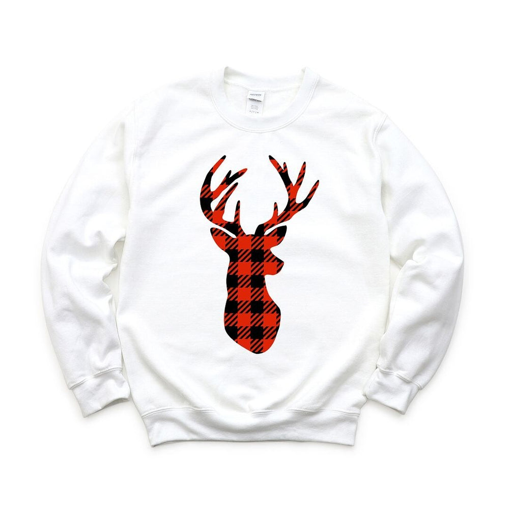 Buffalo Plaid Reindeer Graphic Sweatshirt