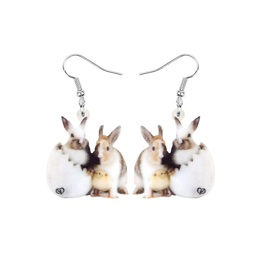 Bunnies Easter Chick In Egg Drop Earrings