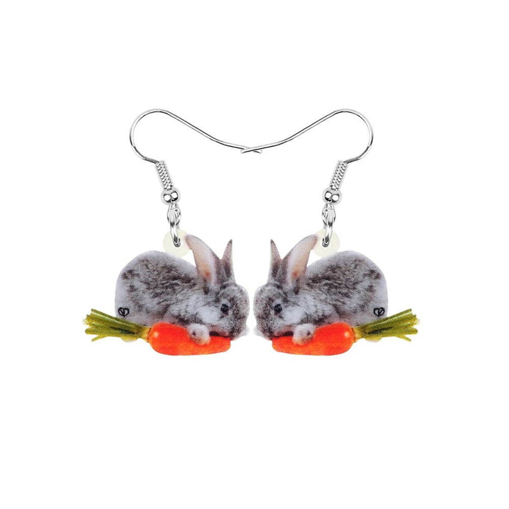 Bunny Eating Carrot Drop Earrings