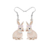 Bunny With Pink Bow Drop Earrings