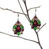 Burgundy Multi Colored Crystal Drop Earrings