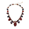 Burgundy Navy Geometric Statement Necklace - White