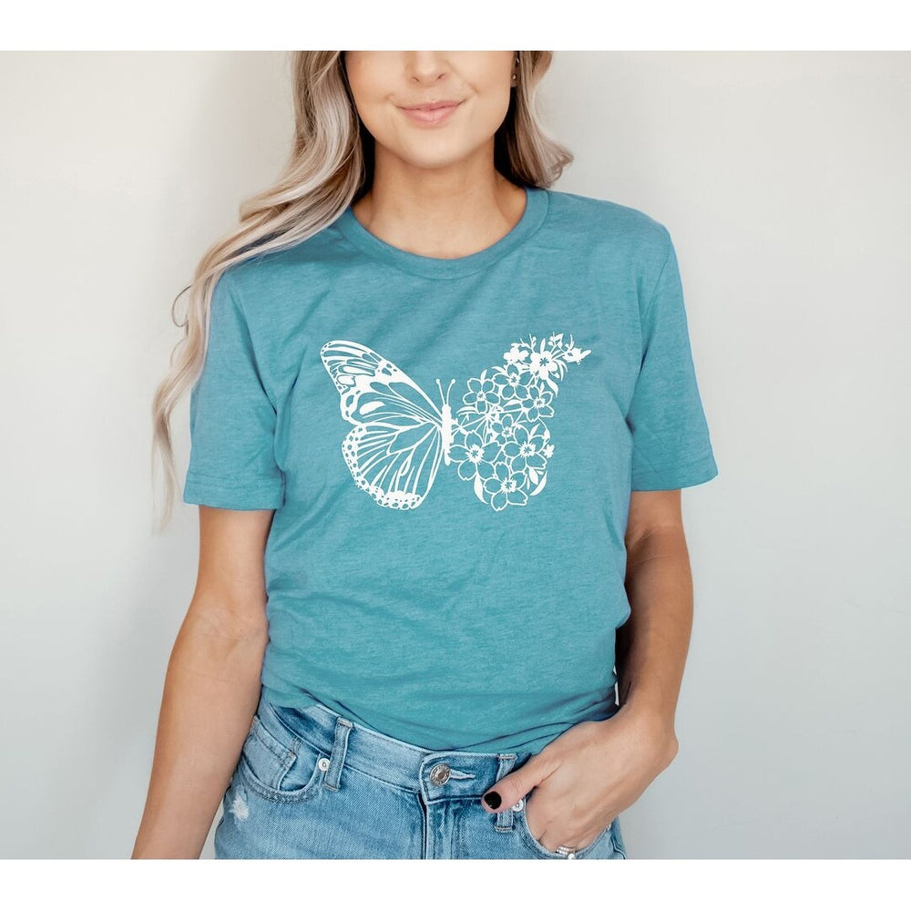 Butterfly and Flowers Short Sleeve Tee