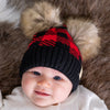 CC Baby or Kids Size Buffalo Plaid Double Pom Beanie