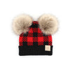 CC Baby or Kids Size Buffalo Plaid Double Pom Beanie