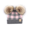 CC Baby or Kids Size Buffalo Plaid Double Pom Beanie