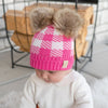 CC Baby or Kids Size Buffalo Plaid Double Pom Beanie