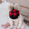 CC Baby or Kids Size Buffalo Plaid Double Pom Beanie