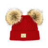 CC Baby Double Pom Criss-Cross Pattern Beanie