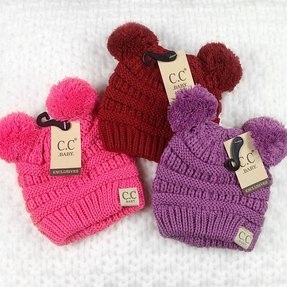 CC Baby and Kids Pom Pom Winter Snow Beanie for Newborn to 9 Months