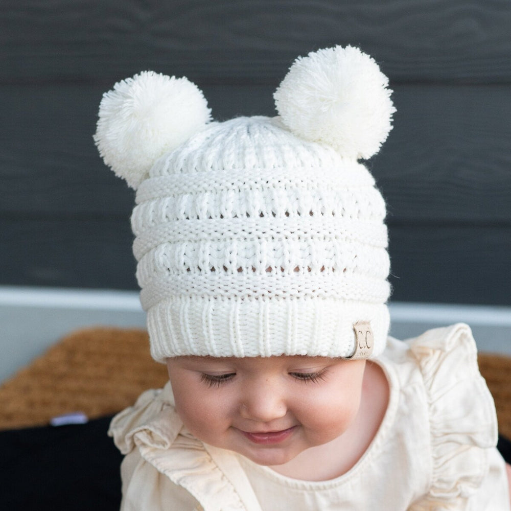 CC Baby and Kids Pom Pom Winter Snow Beanie for Newborn to 9 Months