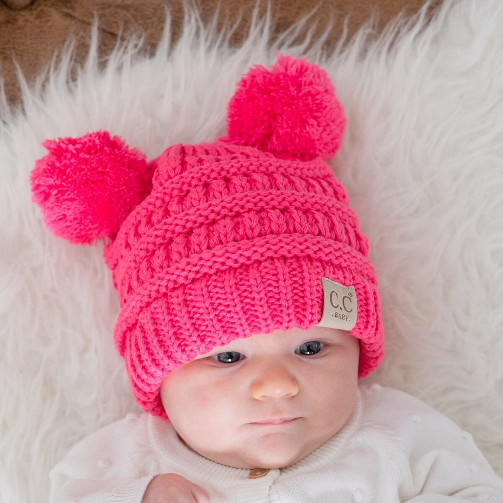 CC Baby and Kids Pom Pom Winter Snow Beanie for Newborn to 9 Months