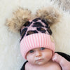 CC Beanie 2-Pack Baby & Kids - Ribbed & Double Pom Leopard, Unisex