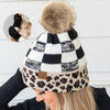 CC Beanie Leopard Buffalo Winter Hat and Lined Mittens, Set of 2