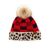 CC Beanie Leopard Buffalo Winter Hat and Lined Mittens, Set of 2