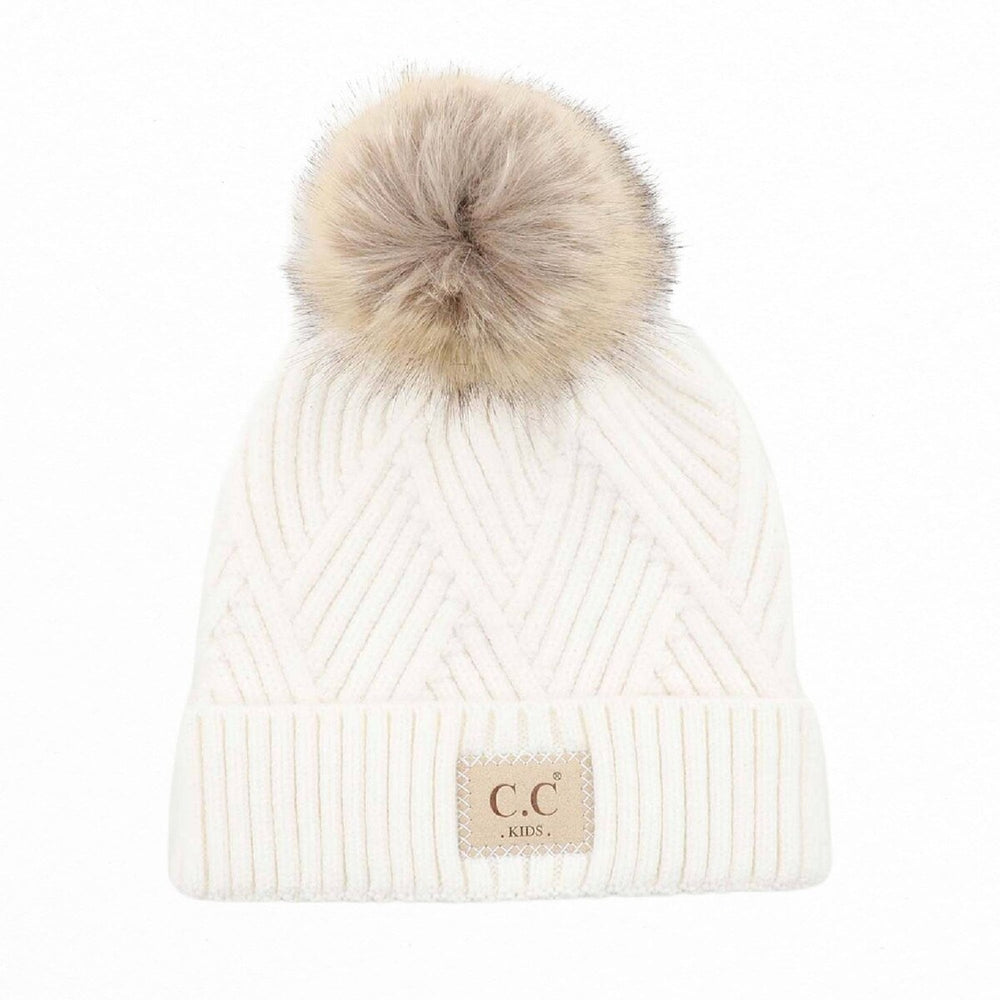 CC Brand Kids Criss-Cross Suede Patch Beanie