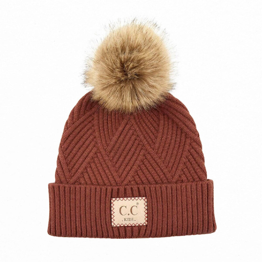 CC Brand Kids Criss-Cross Suede Patch Beanie