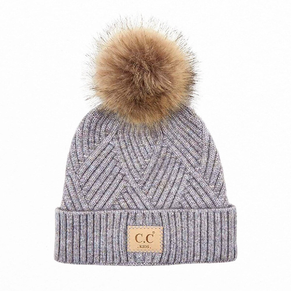 CC Brand Kids Criss-Cross Suede Patch Beanie