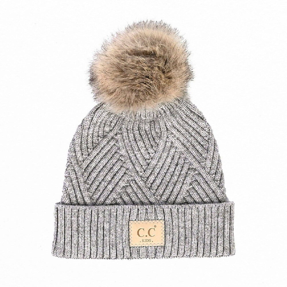 CC Brand Kids Criss-Cross Suede Patch Beanie