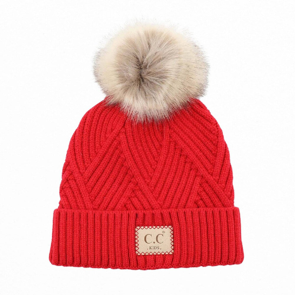 CC Brand Kids Criss-Cross Suede Patch Beanie