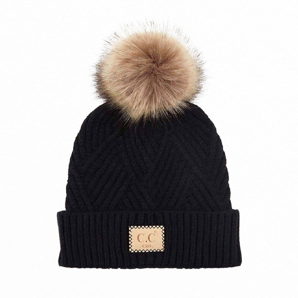 CC Brand Kids Criss-Cross Suede Patch Beanie