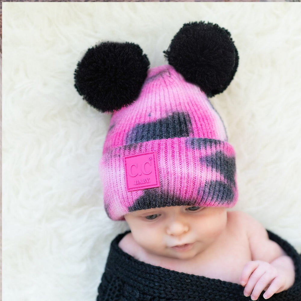 CC Brand Pom Pom Tie-Dye Baby Unisex Beanie Winter Hats