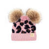 CC Double Pom Kid Leopard Beanie Winter Snow Fashion Hats