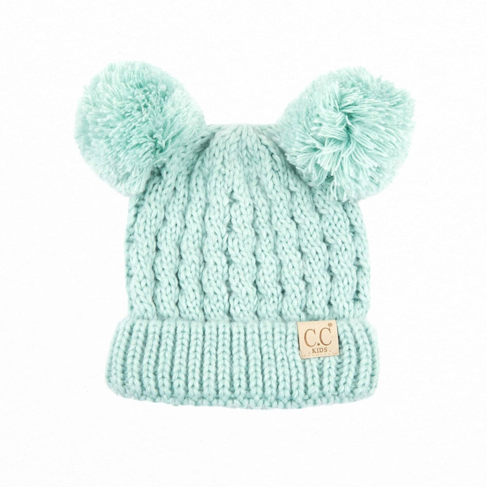 CC Kids Double Pom Winter Kids Beanie for Ages 1-5