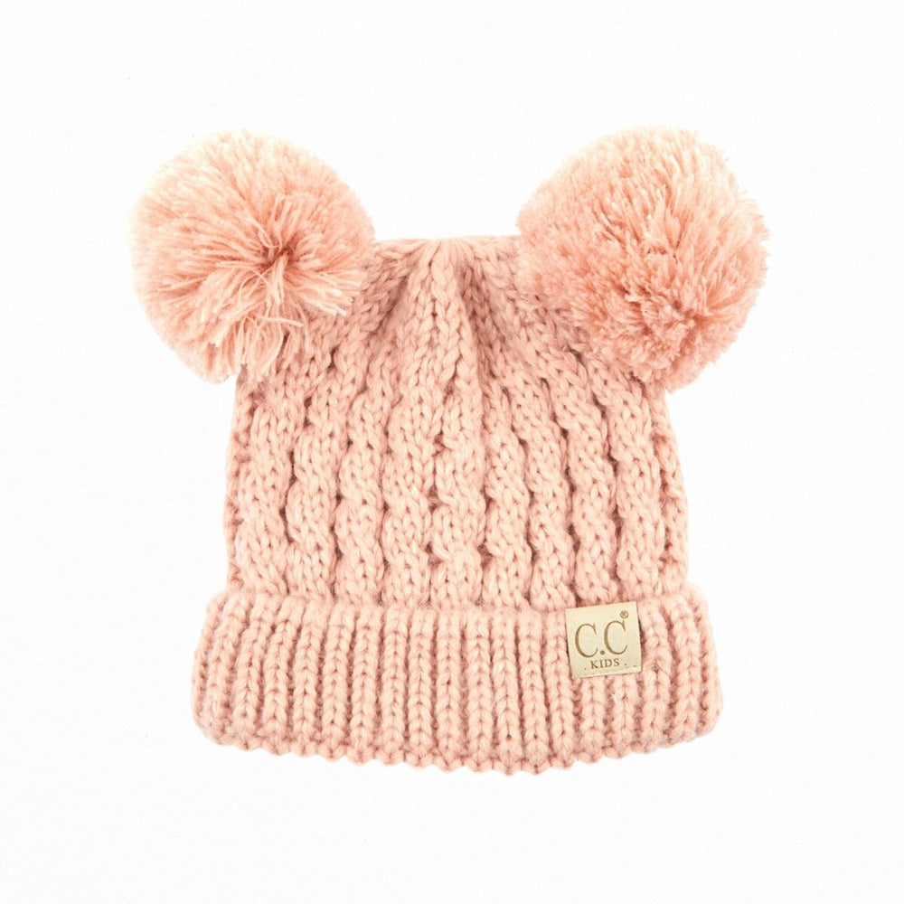 CC Kids Double Pom Winter Kids Beanie for Ages 1-5