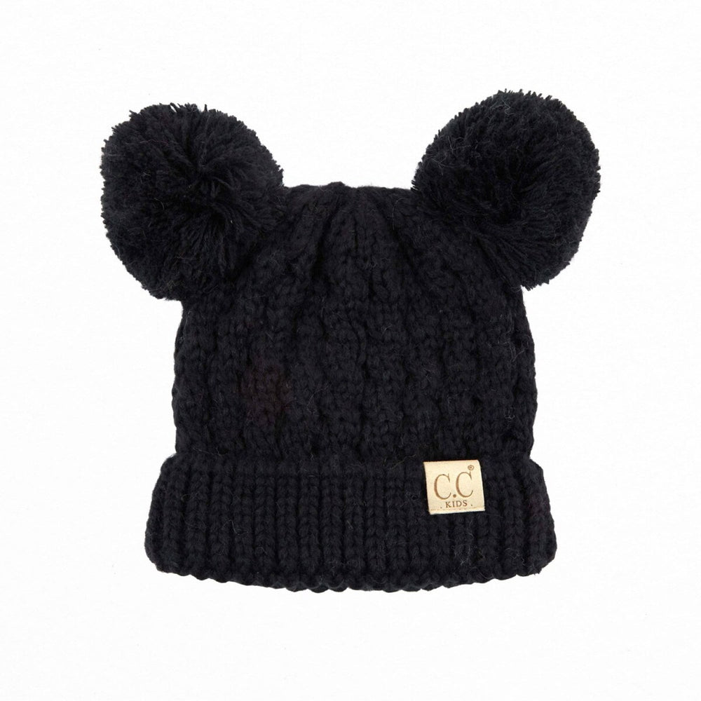 CC Kids Double Pom Winter Kids Beanie for Ages 1-5