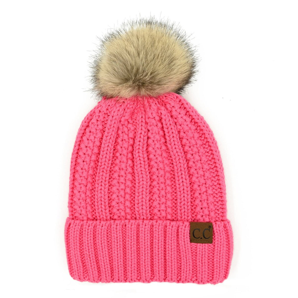 CC Pom Accented Beanie Unisex Women Teen Winter Cold Weather Hats