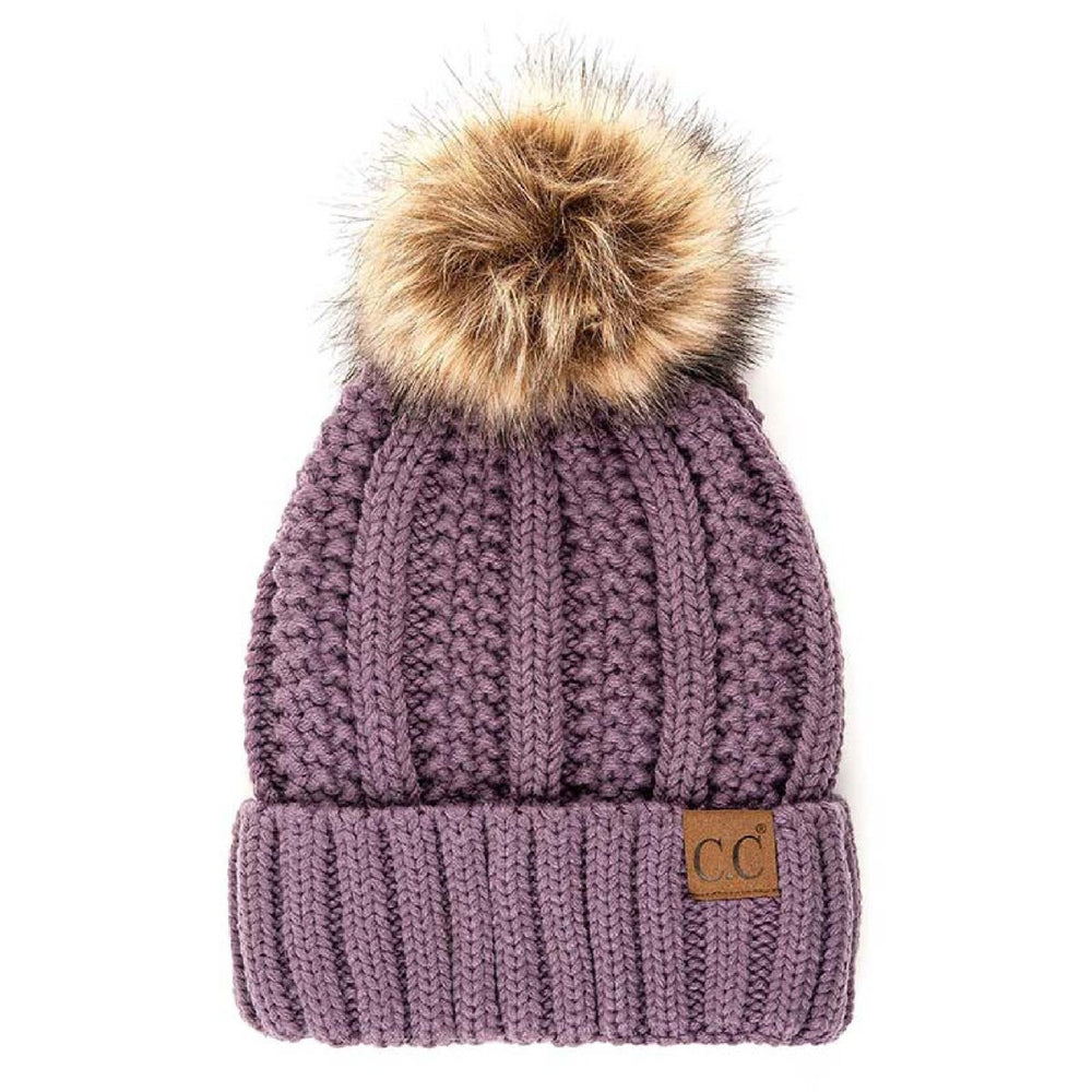 CC Pom Accented Beanie Unisex Women Teen Winter Cold Weather Hats