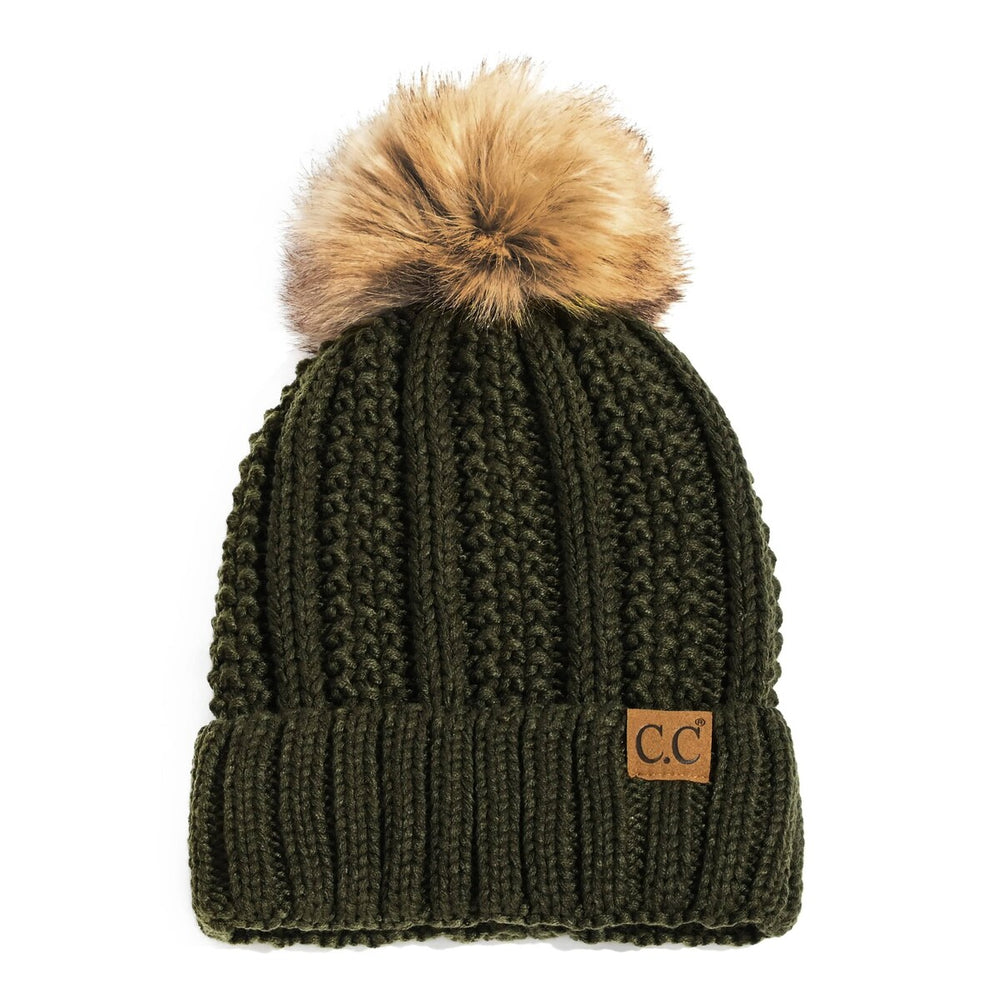 CC Pom Accented Beanie Unisex Women Teen Winter Cold Weather Hats