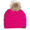 CC Brand Cable-Knit Cozy Faux Pom Women Teen Beanie Hats for Gifts